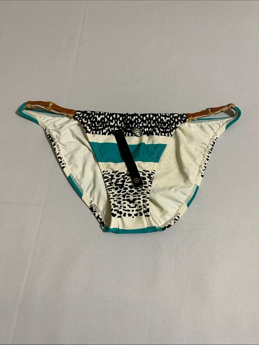 VIX by Paula Hermanny Sawi Brazilian Leather Side-Tab Bikini Bottom Size M